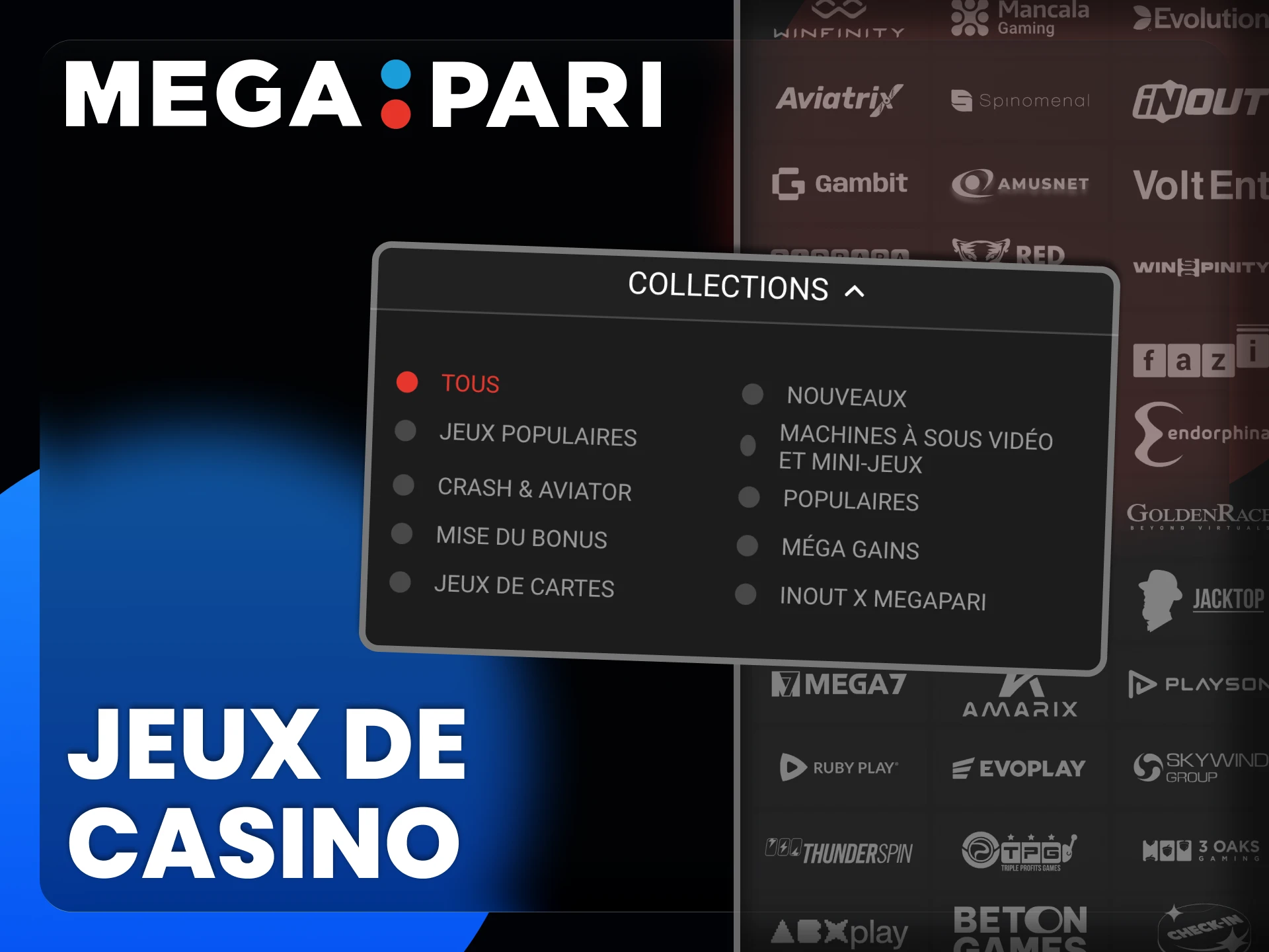 Découvrez la section des jeux de casino Megapari.