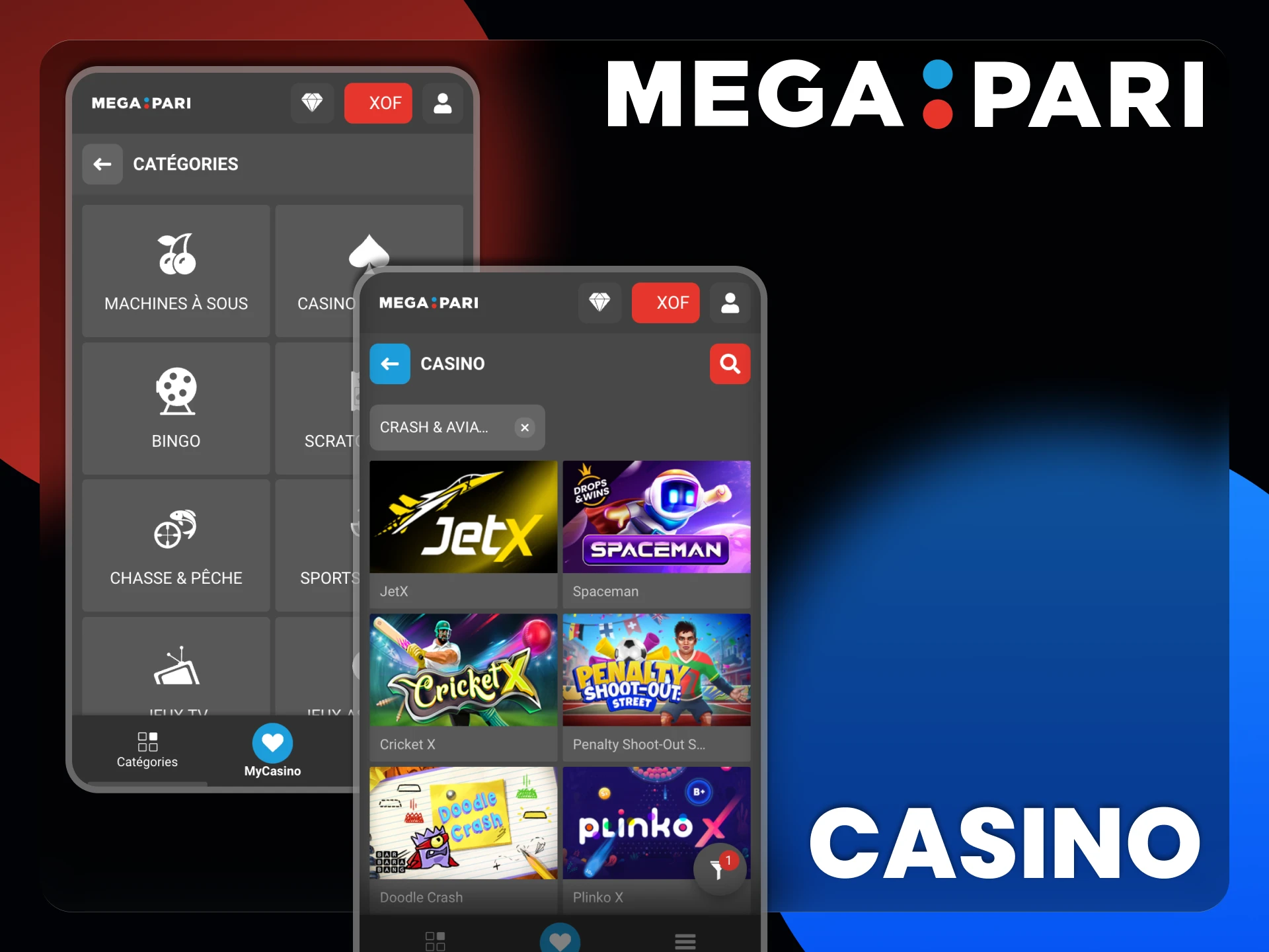 L'application Megapari propose une sélection impressionnante de jeux de casino.