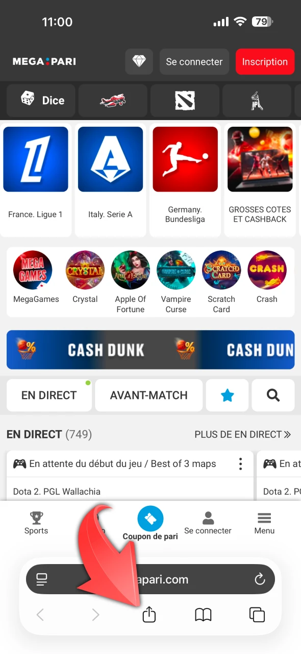 Cliquez sur le bouton en bas de votre écran.