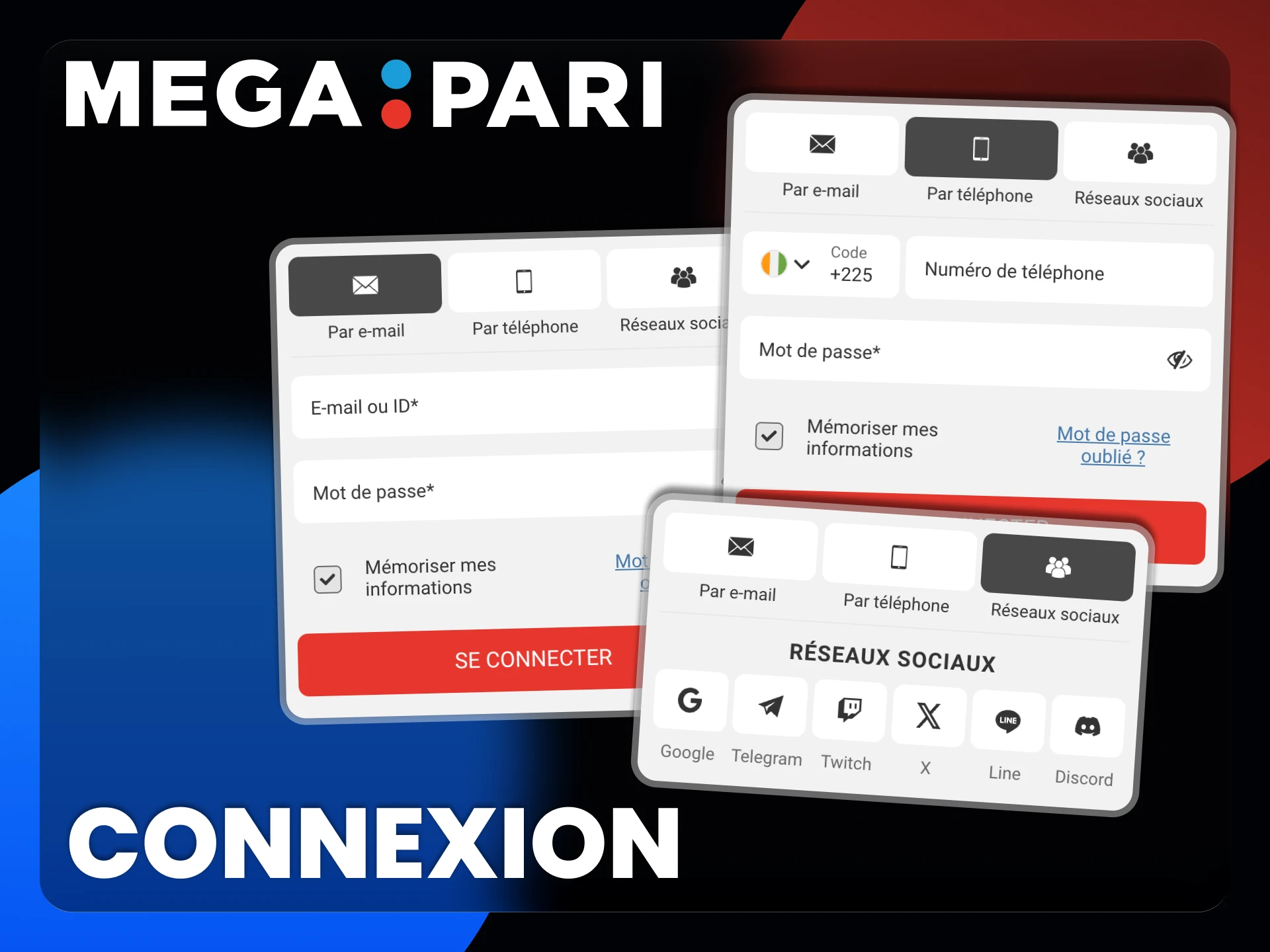 Vous pouvez vous connecter rapidement à votre compte Megapari.