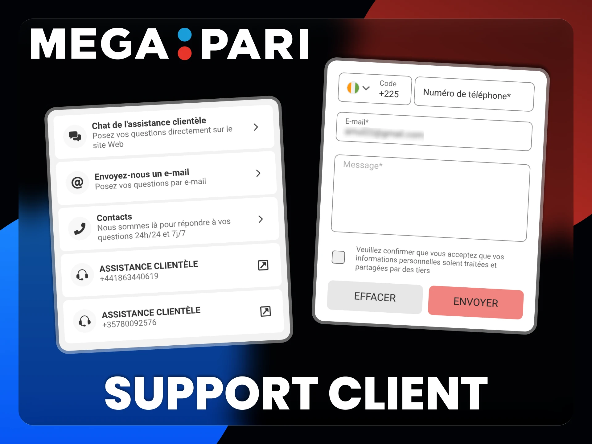 Vous pouvez contacter le service client depuis l'application Megapari.
