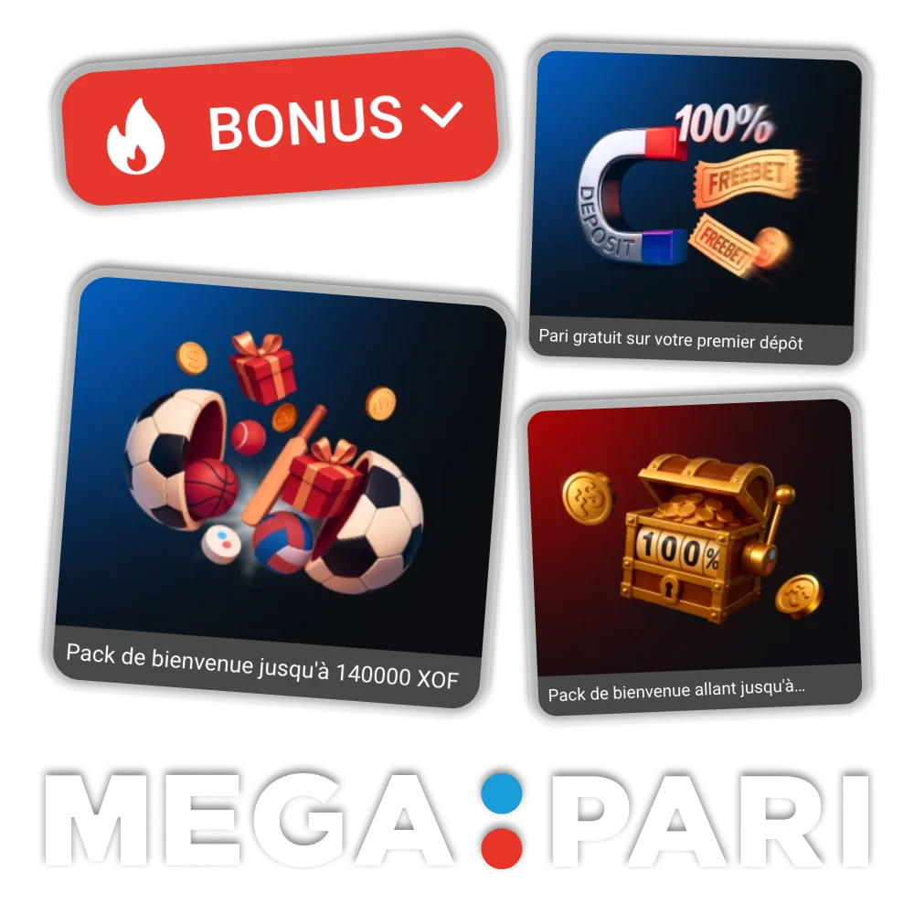 Participez à diverses offres Megapari et recevez des cadeaux passionnants.
