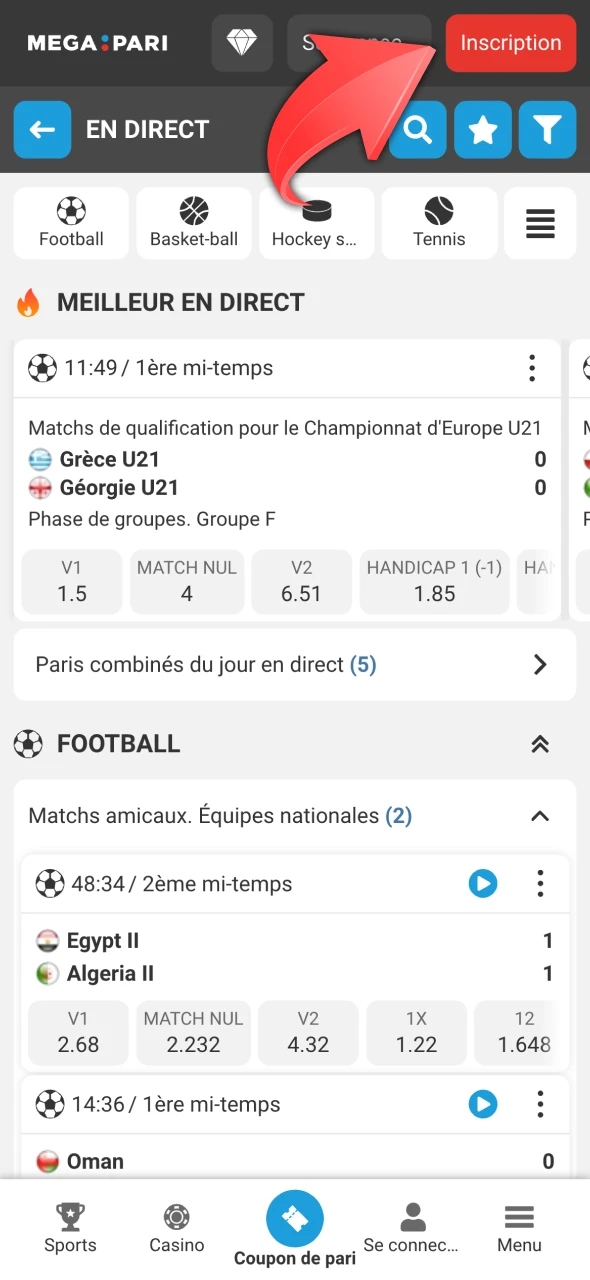 Commencez avec le bouton d'inscription Megapari.