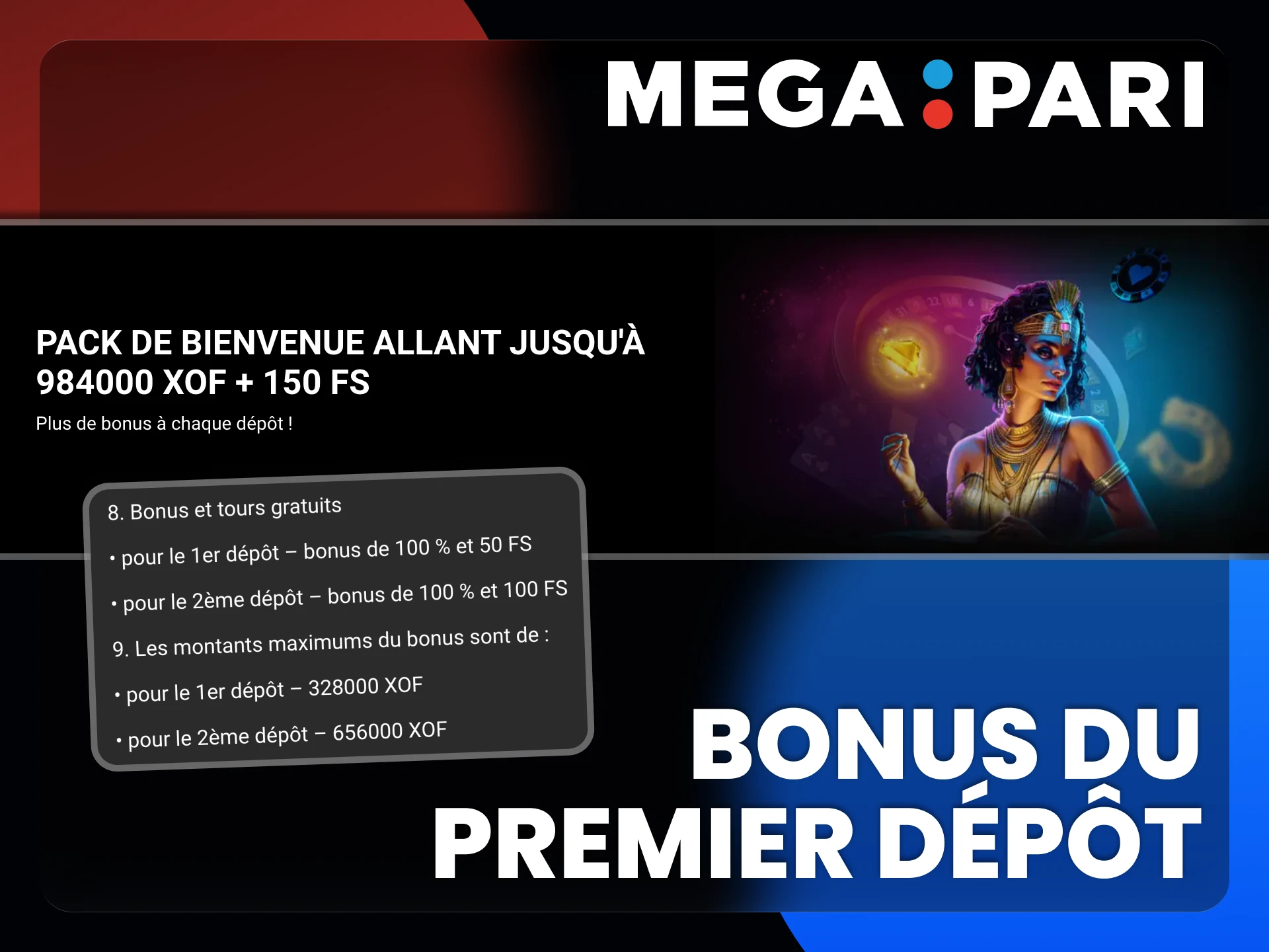 Megapari offre un généreux bonus de bienvenue pour toute inscription complète.