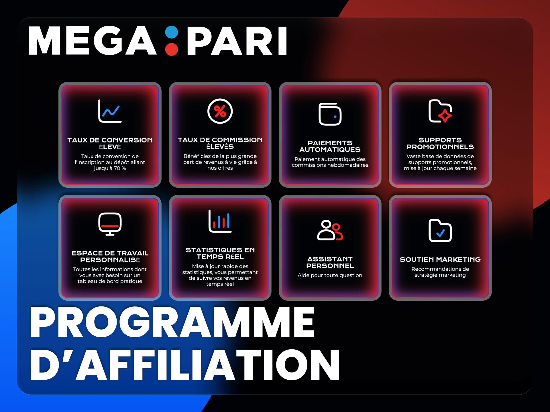 Rejoignez le programme d'affiliation Megapari pour gagner plus.