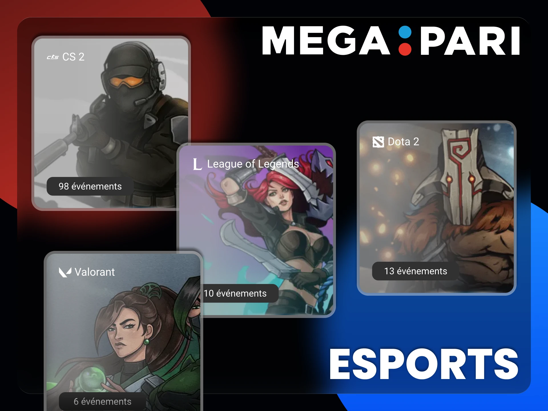 Megapari vous offre la possibilité de parier sur divers eSports.