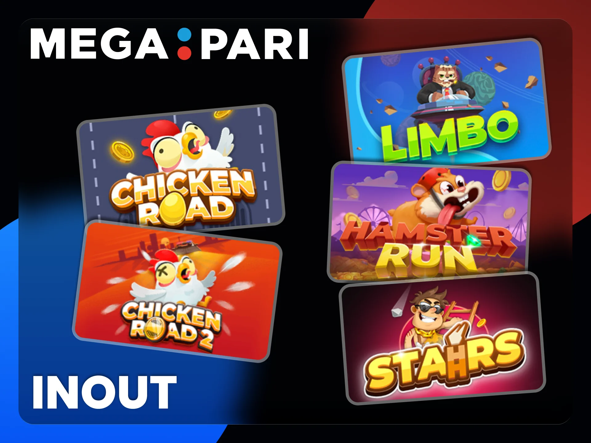 Essayez les jeux de casino du fournisseur fiable InOut sur Megapari.