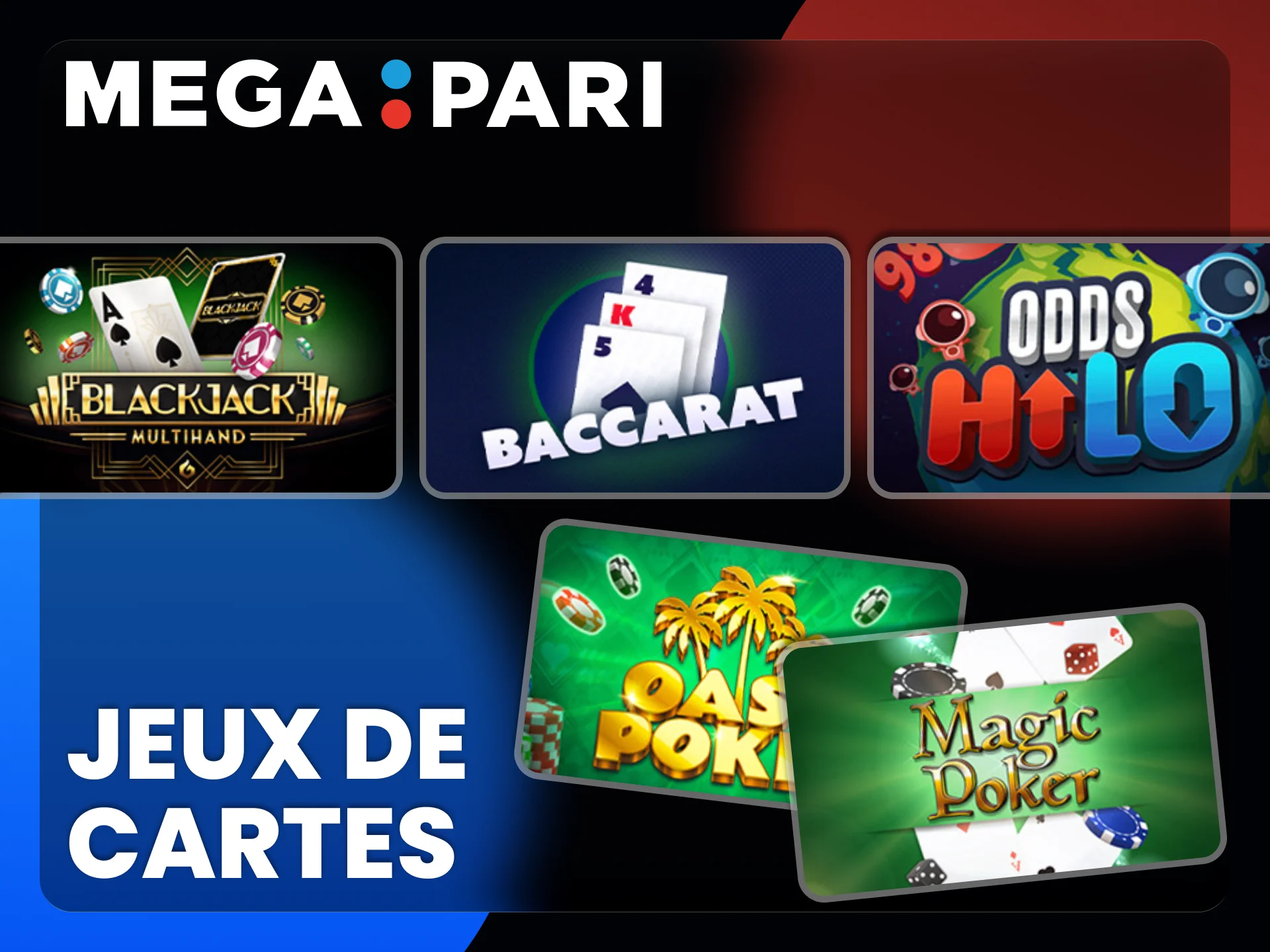 Profitez des jeux traditionnels dans la section casino de Megapari.
