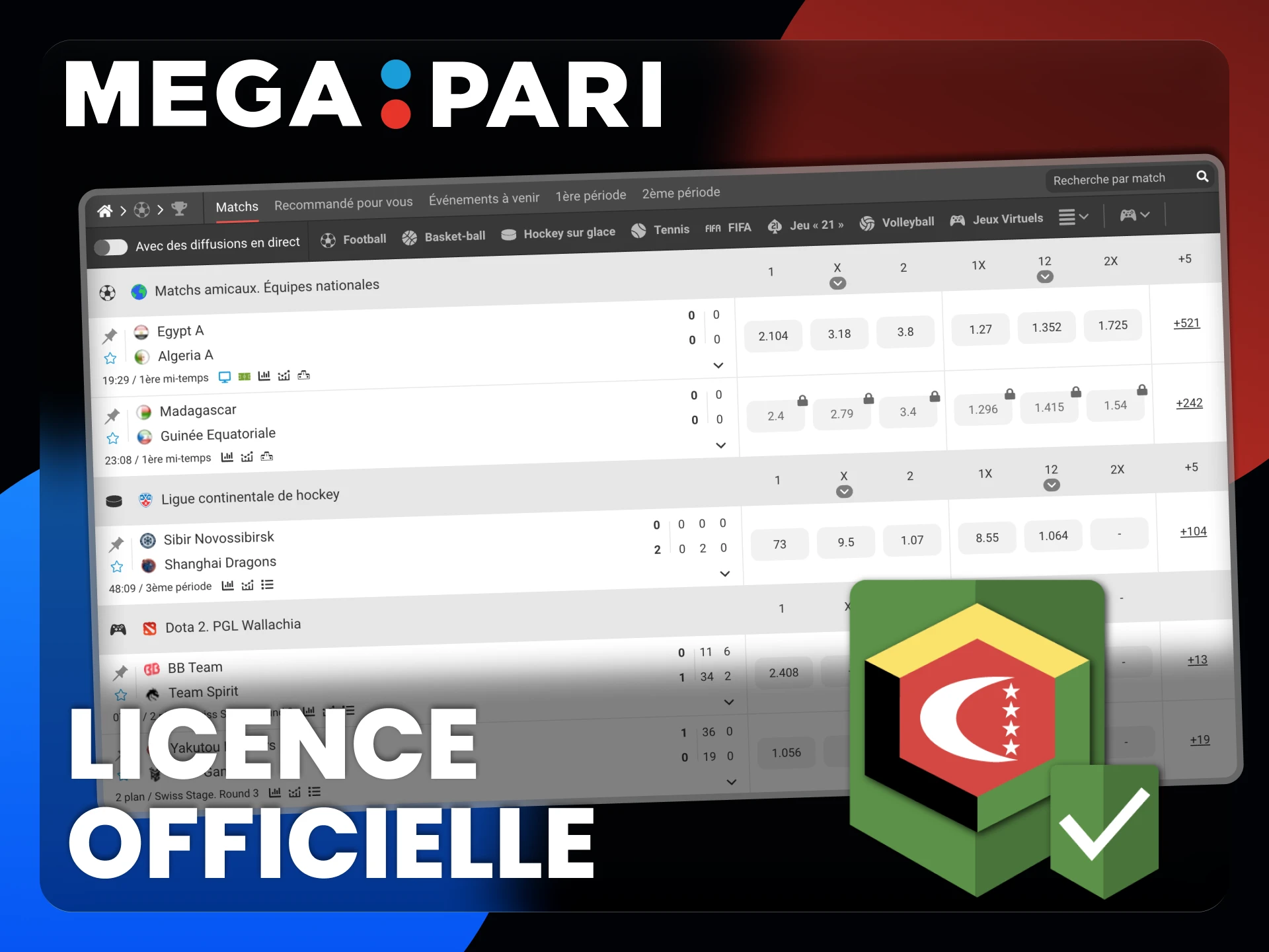La plateforme officielle Megapari fournit des services de jeux d'argent fiables.