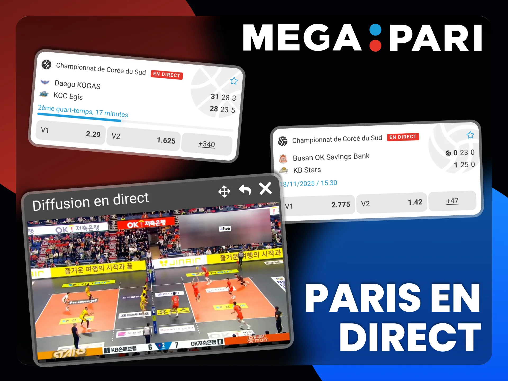 Pariez facilement sur des événements en direct chez Megapari.