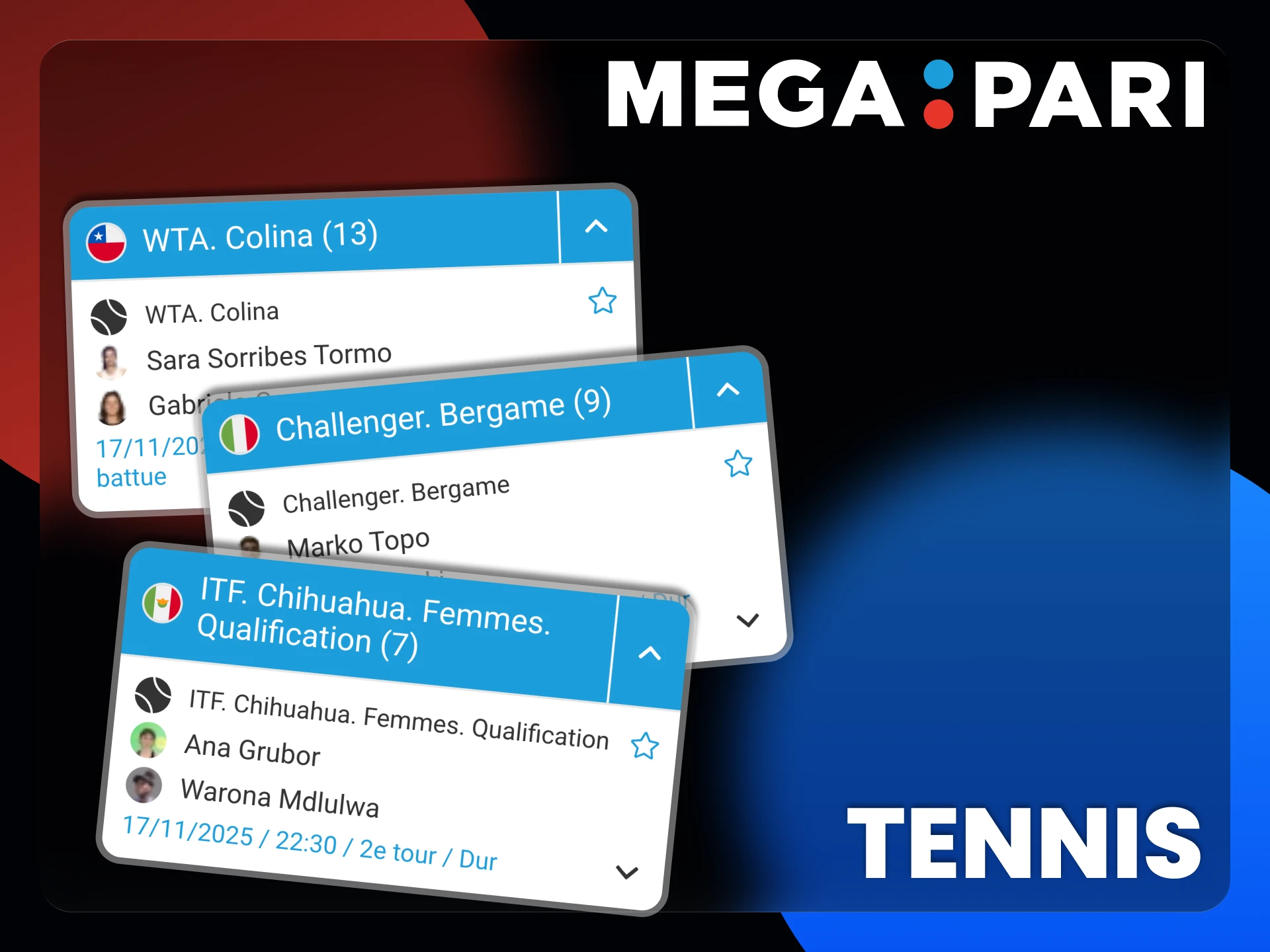 Pariez sur les tournois de tennis les plus prestigieux chez Megapari.