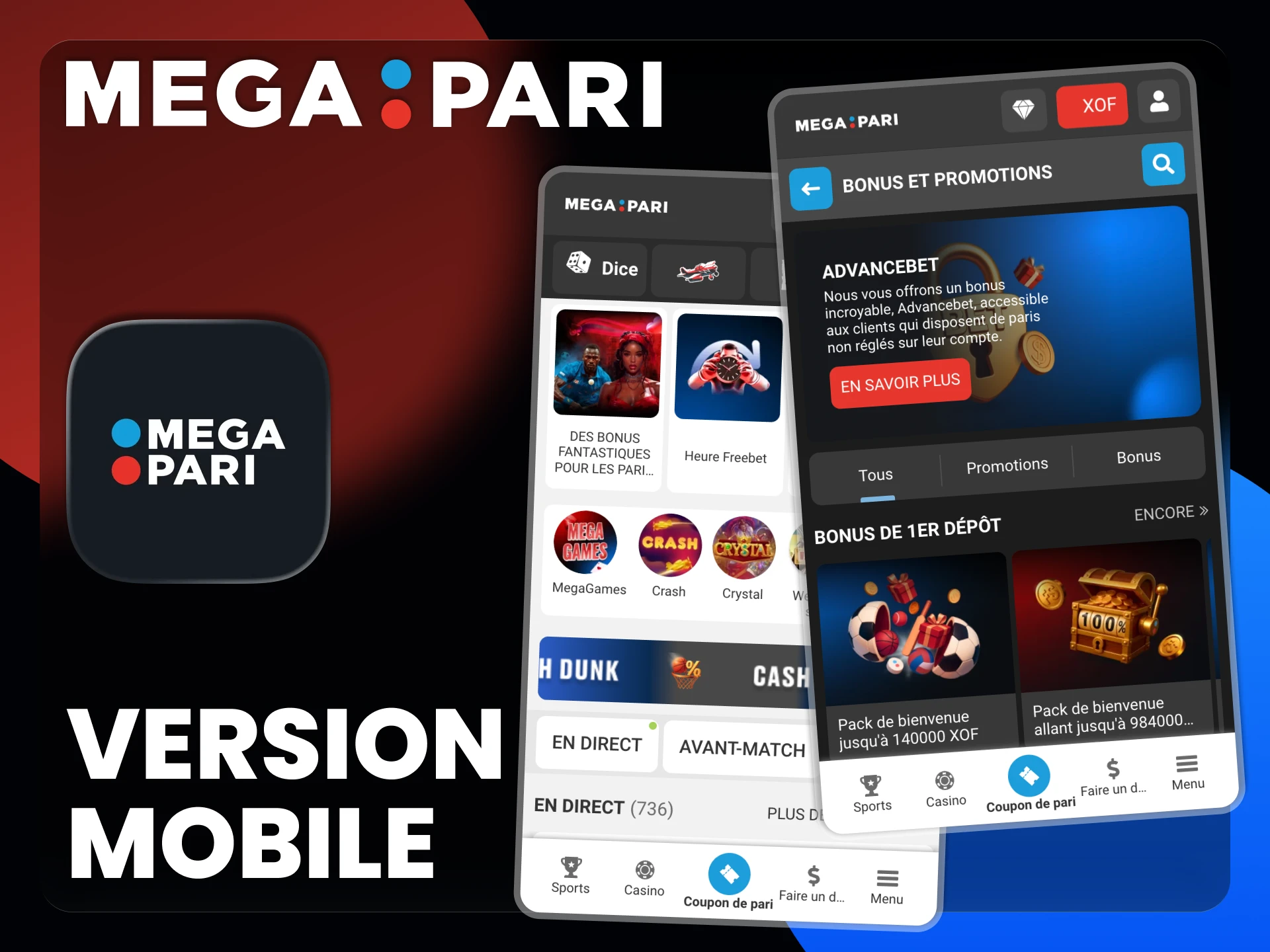 Vous pouvez utiliser la version mobile de la plateforme Megapari.